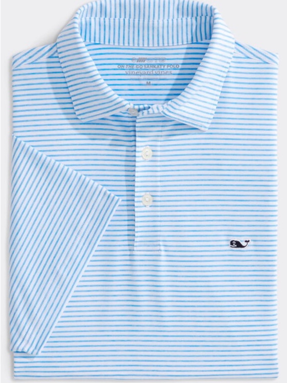 Vineyard Vines Blue & White Thin-Striped Polo